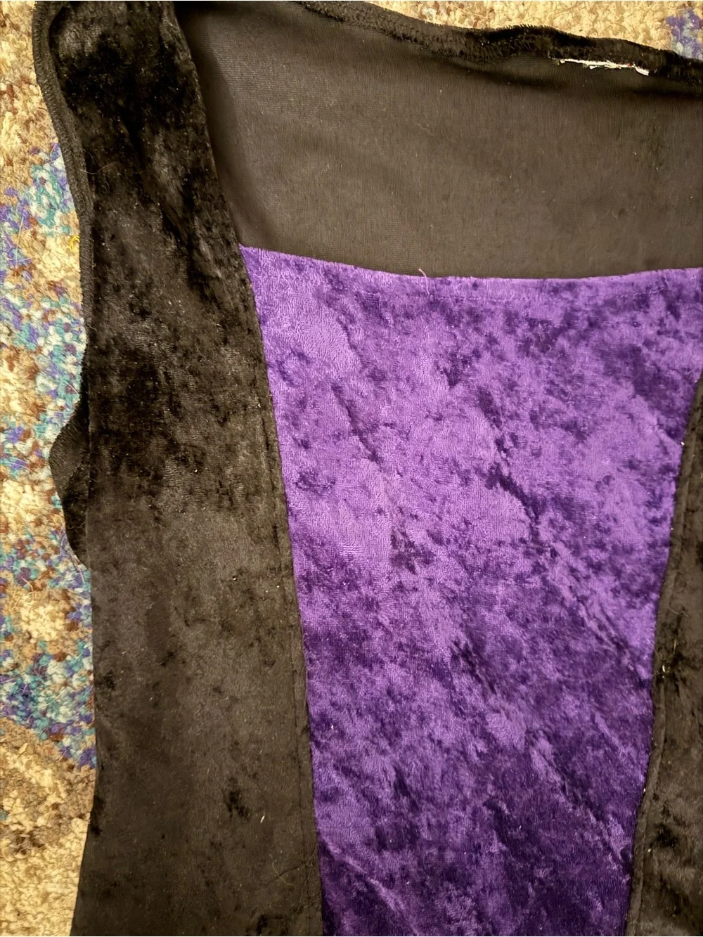 Renaissance Princess Velvet Panel Maxi Dress Black Purple Large Medieval Witchy